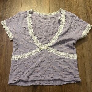 Urban Outfitters Purple Lace Trim Crop Top